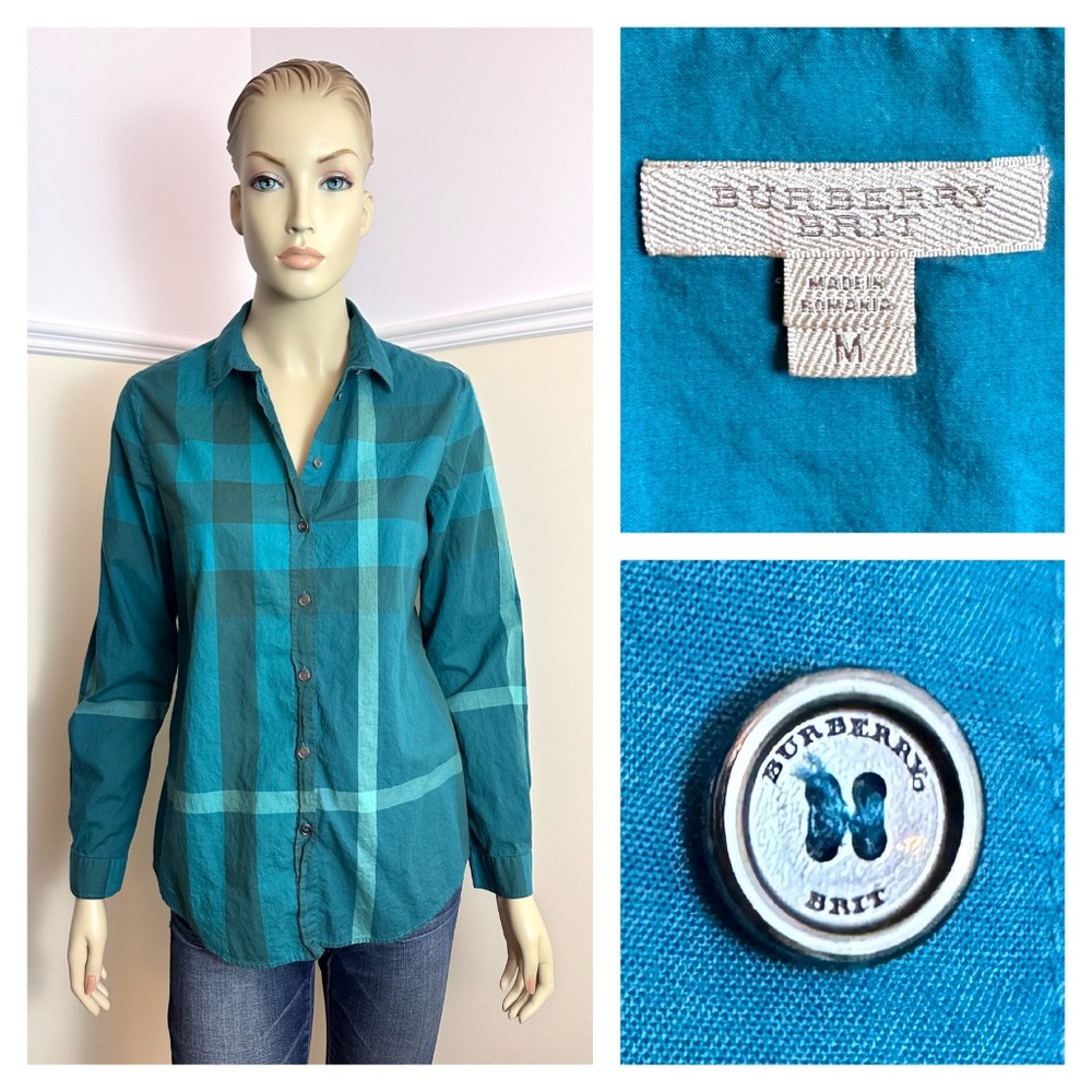 Burberry Brit green plaid cotton shirt